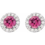 Round 4-Prong Halo-Style Earrings