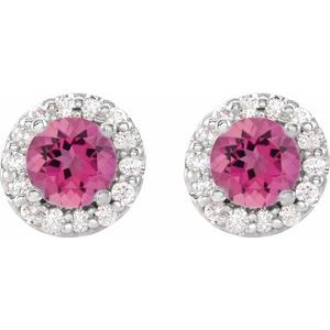 Round 4-Prong Halo-Style Earrings