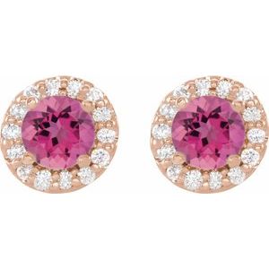 Round 4-Prong Halo-Style Earrings