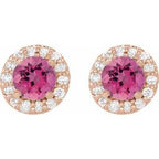 Round 4-Prong Halo-Style Earrings
