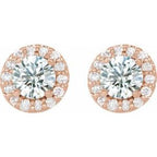 Round 4-Prong Halo-Style Earrings