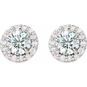 Round 4-Prong Halo-Style Earrings
