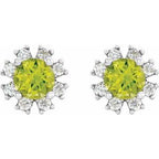 Round 4-Prong Halo-Style Earrings