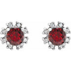 Round 4-Prong Halo-Style Earrings