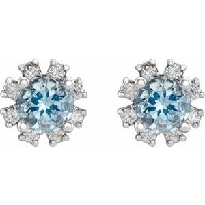 Round 4-Prong Halo-Style Earrings