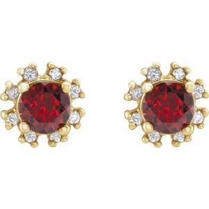 Round 4-Prong Halo-Style Earrings