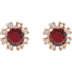 Round 4-Prong Halo-Style Earrings