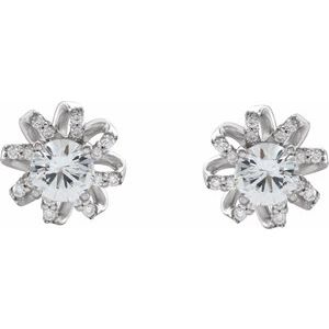 Round 4-Prong Halo-Style Twist Earrings