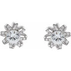 Round 4-Prong Halo-Style Twist Earrings