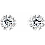Round 4-Prong Halo-Style Earrings