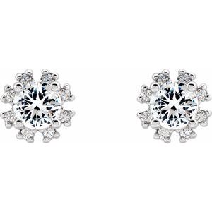 Round 4-Prong Halo-Style Earrings