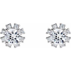 Round 4-Prong Halo-Style Earrings