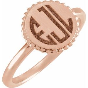 Engravable Beaded Signet Ring