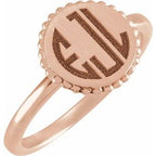 Engravable Beaded Signet Ring