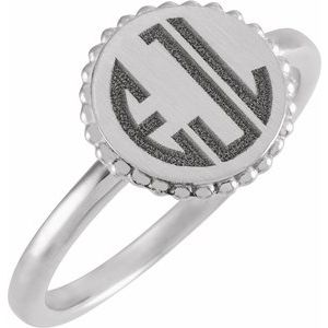 Engravable Beaded Signet Ring