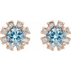 Round 4-Prong Halo-Style Earrings