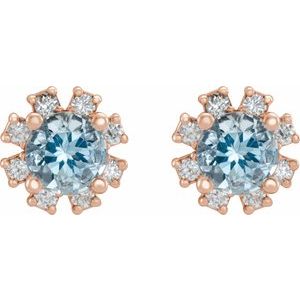 Round 4-Prong Halo-Style Earrings