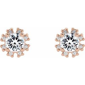 Round 4-Prong Halo-Style Earrings