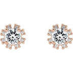 Round 4-Prong Halo-Style Earrings