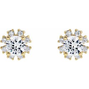 Round 4-Prong Halo-Style Earrings