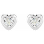 Round 3-Prong Youth Heart Earrings
