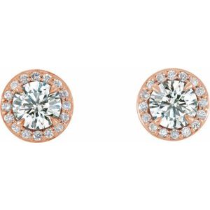Round 4-Prong Halo-Style Earrings