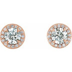 Round 4-Prong Halo-Style Earrings