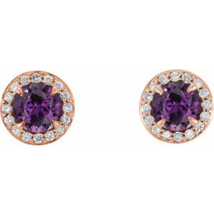Round 4-Prong Halo-Style Earrings