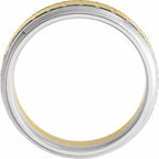 Single Sided Stepped Beveled-Edge Comfort-Fit Half Round Band with Brush Finish