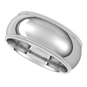 Double Milgrain Comfort-Fit Half Round Band