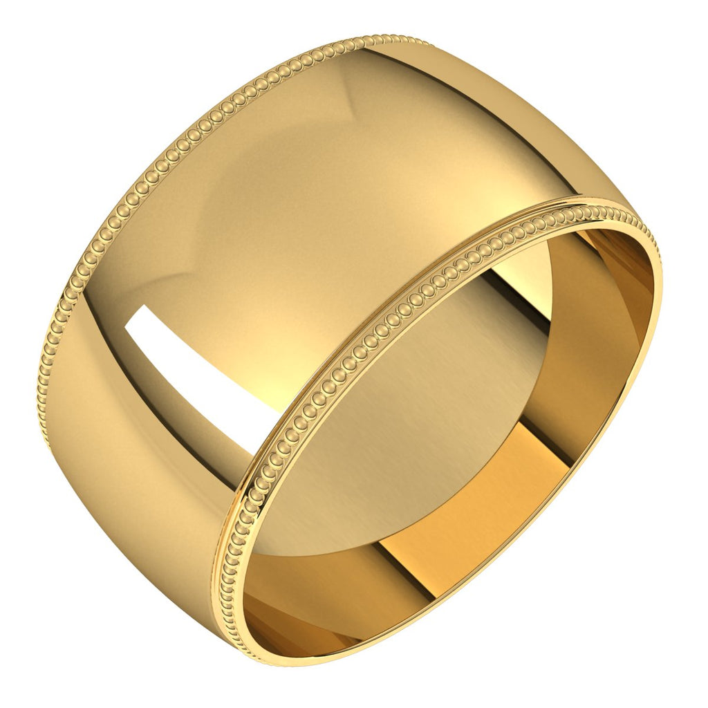 Lightweight Milgrain Half Round Band
