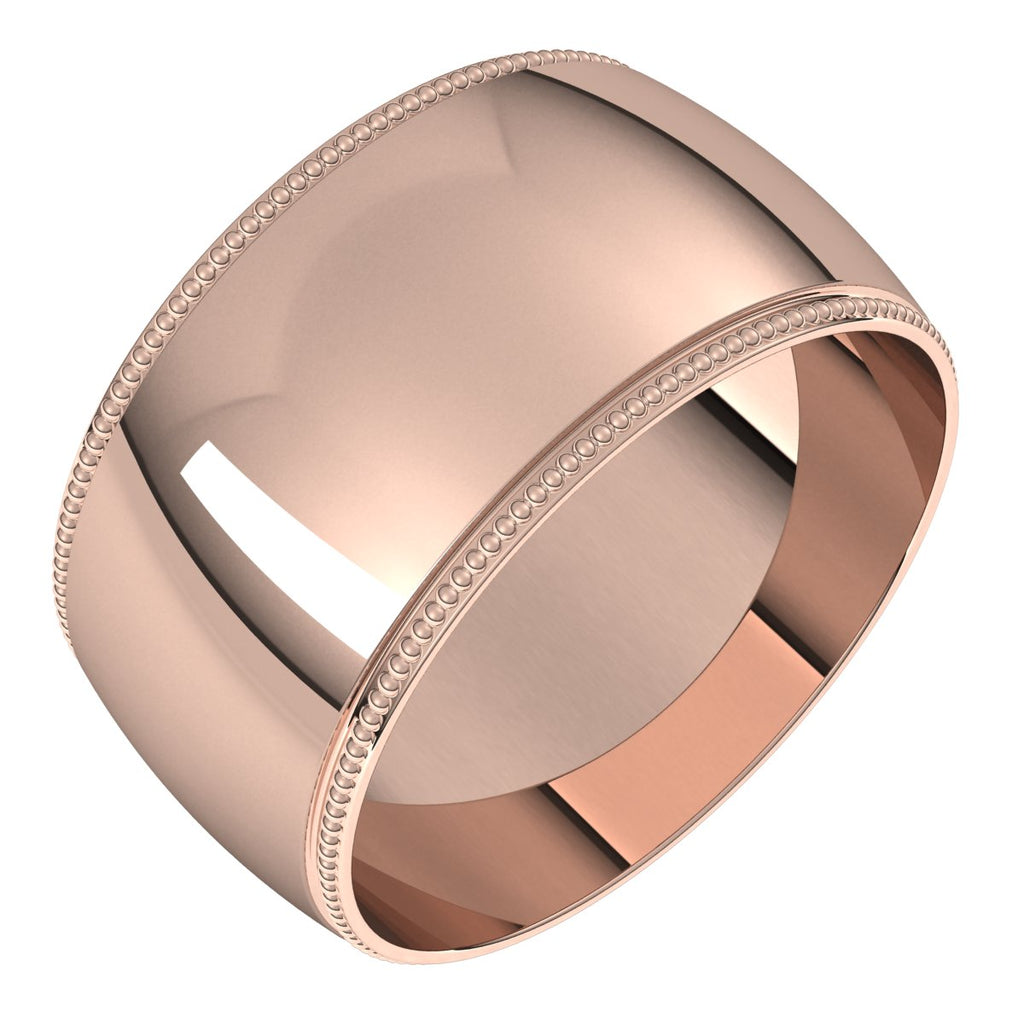 Lightweight Milgrain Half Round Band