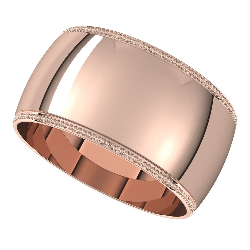 Lightweight Milgrain Half Round Band