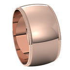 Lightweight Milgrain Half Round Band