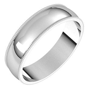 Lightweight Milgrain Half Round Band