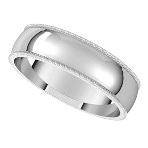 Lightweight Milgrain Half Round Band