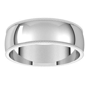 Lightweight Milgrain Half Round Band