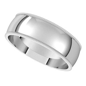 Lightweight Milgrain Half Round Band