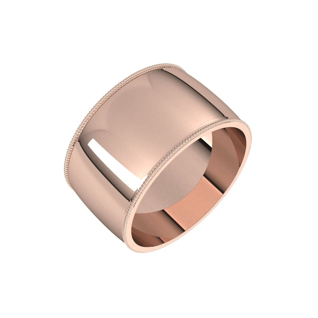 Lightweight Milgrain Half Round Band