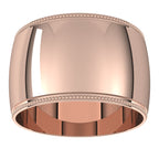 Lightweight Milgrain Half Round Band