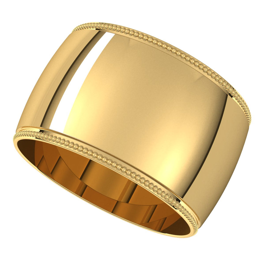 Lightweight Milgrain Half Round Band