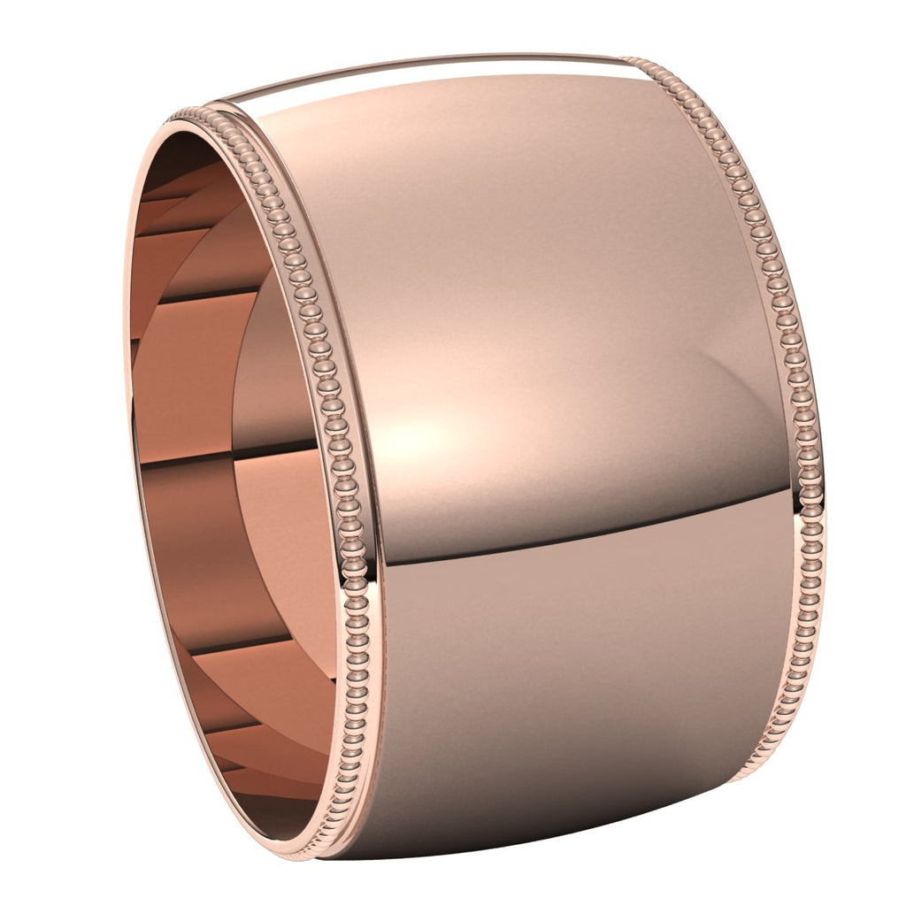 Lightweight Milgrain Half Round Band