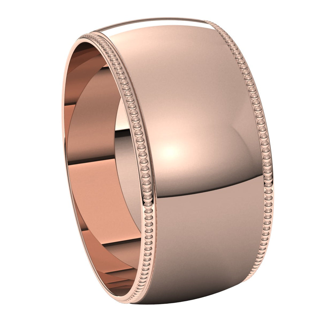 Lightweight Milgrain Half Round Band