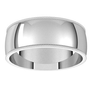 Lightweight Milgrain Half Round Band