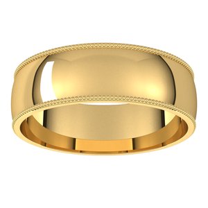 Lightweight Milgrain Comfort-Fit Half Round Band