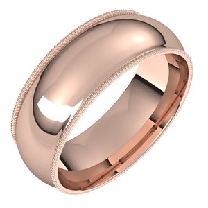 Lightweight Milgrain Comfort-Fit Half Round Band