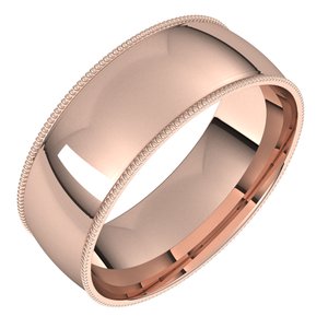 Lightweight Milgrain Comfort-Fit Half Round Band