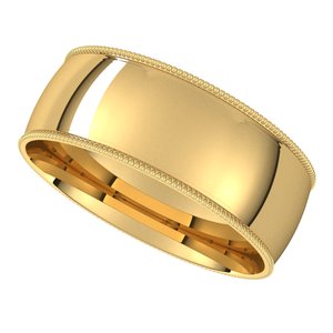 Lightweight Milgrain Comfort-Fit Half Round Band