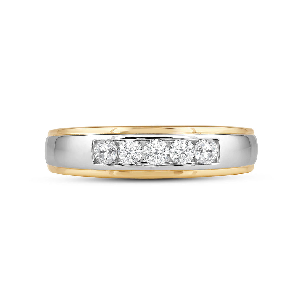 Two Channel Set 5 Stone Diamond Ring - 14K Yellow Gold image