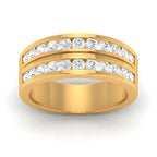 Two -Tone Channel Set 2 Row Diamond Men's Ring - 14K Yellow Gold image